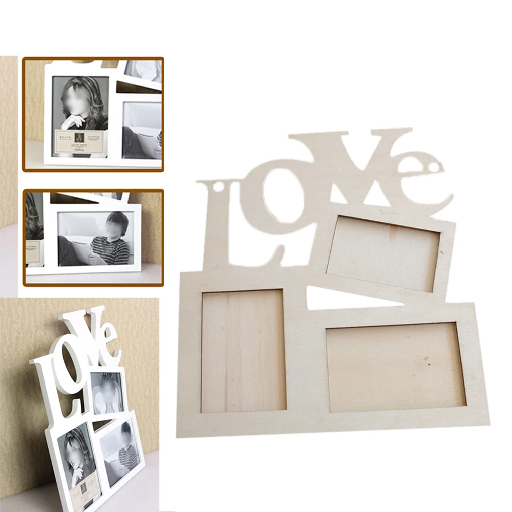 

1PC Hollow Love Design Wooden Photo Frame Picture Frame Art Home Decor DIY Love Wooden Family Frames Home Ornament