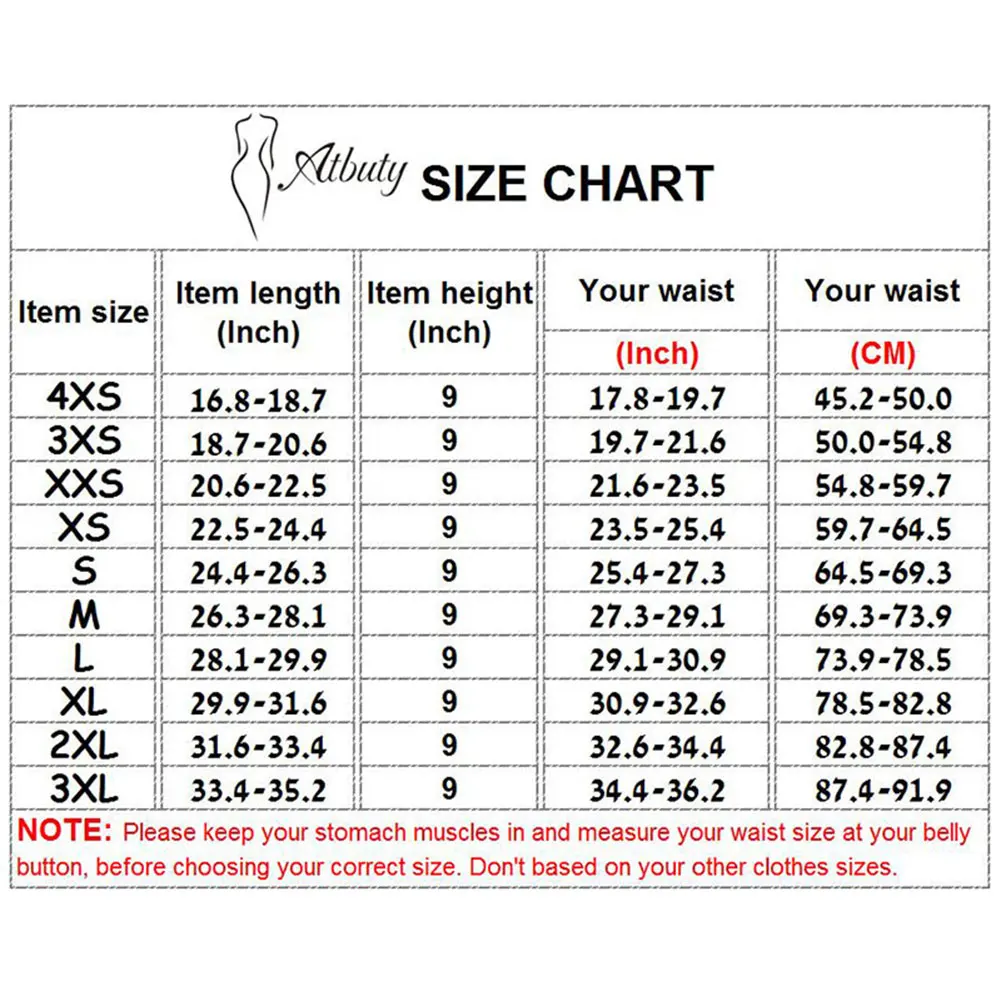 NB1504 1 Atbuty Latex Corset Waist Trainer 25 Steel Boned Short Torso Body Shaper Slimming Shapewear (6)