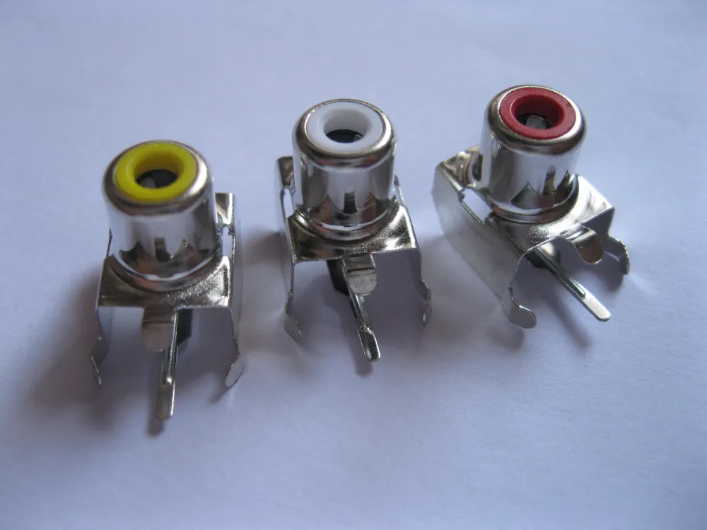 

AV-8.4-3 AV Pin Jack 3 Color RCA Female Audio Video AV Socket Connector 15 pcs per Lot