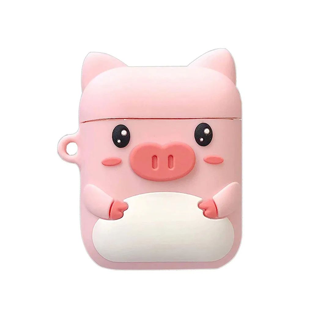 

Earphone Cover Cute Cartoon Pink Piglet Slicone Girls Kids Protective Cover Case For Airpods 1 & 2 Charging pig Case L709