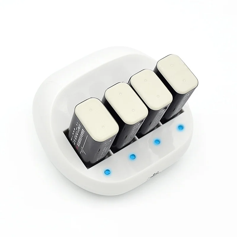 PALO 4 Slot 9V Rechargeable Battery Charger for Li-ion 9V Batteries with led dispaly