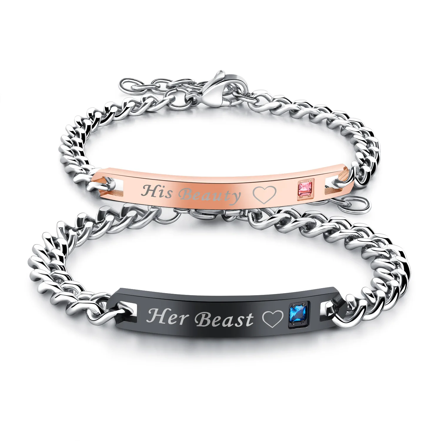 

Bracelet Jewelry Couple's Bracelets Titanium Steel Lovers Rose Gold Black Cool Lettering Individuality Gift Lovers' Token