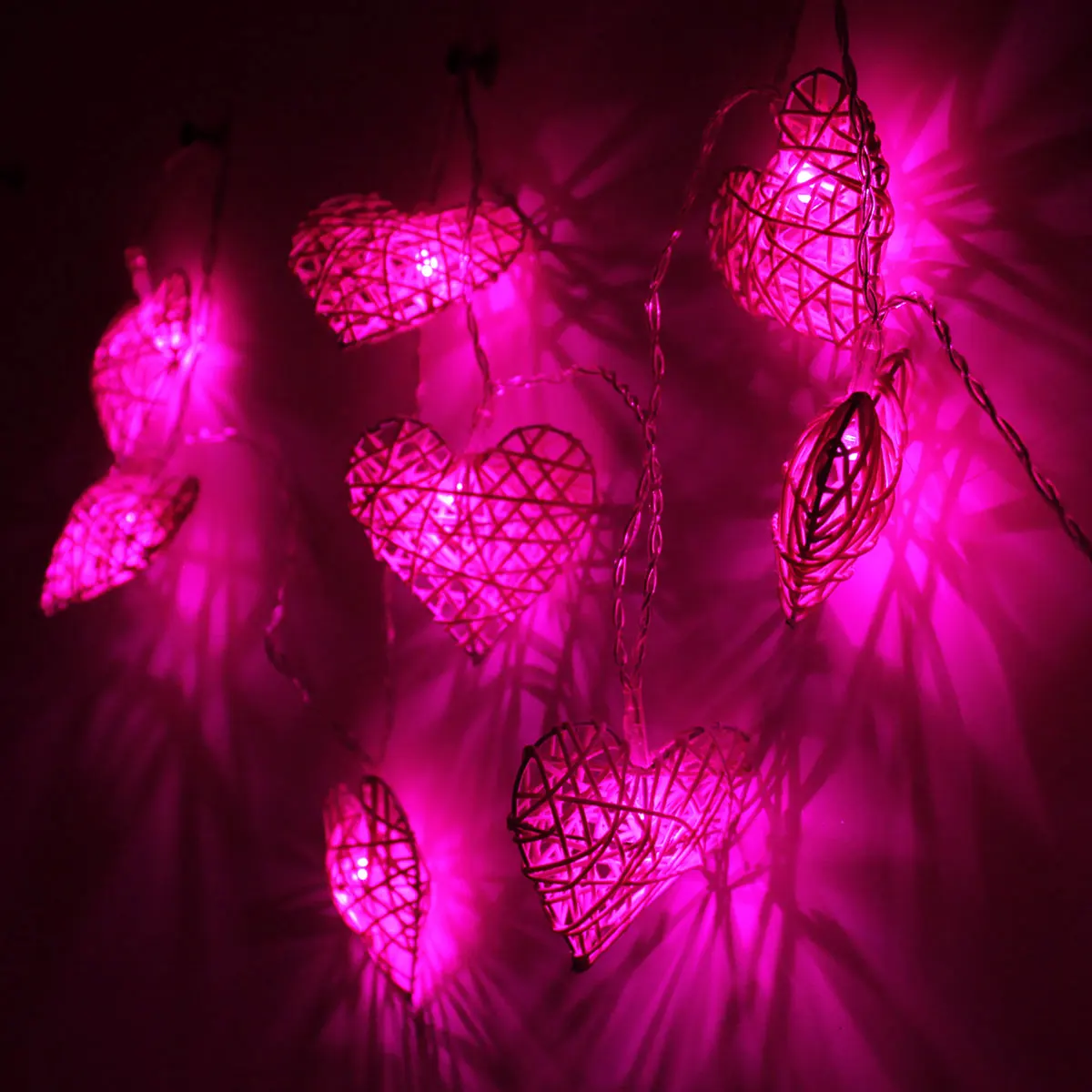 10 LED Rattan Heart String Fairy Lights Lamp Party Home Bedroom Xmas Wedding Decor