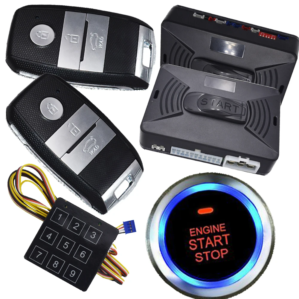 auto car anti theft alarm system with engine start stop button auto