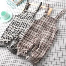 Рост 80-100 см, новинка года, весенний клетчатый комбинезон для маленьких мальчиков, 1 предмет, штаны для маленьких мальчиков, детские комбинезоны, комбинезон для маленьких девочек