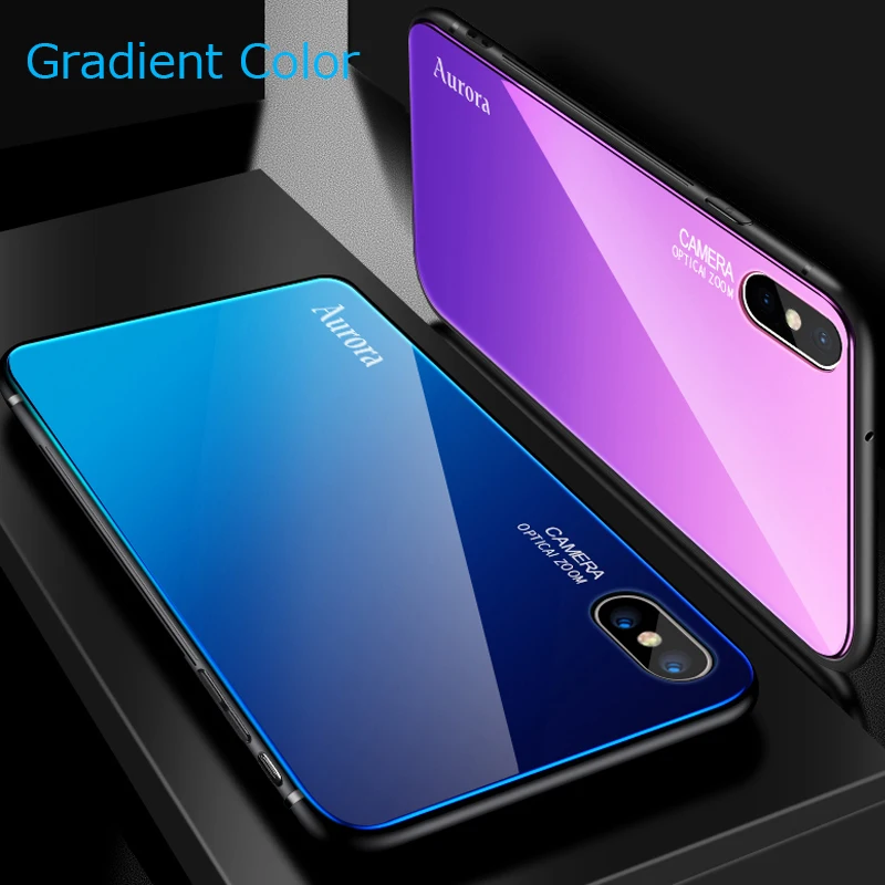 Роскошный чехол с градиентными цветами для iPhone X 8 7 Plus мягкий ТПУ закаленное