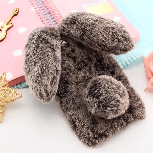 For iphone X Lovely rabbit case Warm Plush Fluffy pet rabbit fur tpu back case for iphoneX