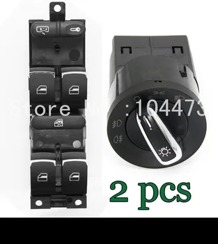 

2Pcs Chrome Headlamp Switch Master Window Switch For VW Jetta Golf MK4 Beetle 3BD 959 857 3BD941531