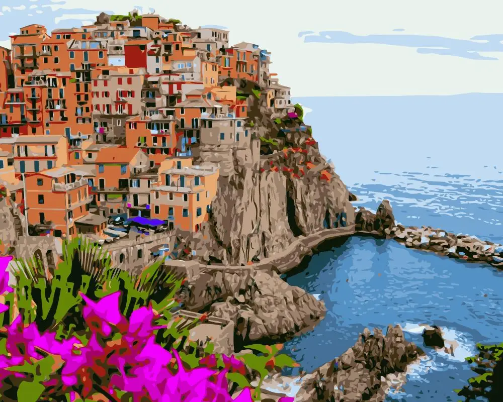 MaHuaf-j232 красочная Manarola Италия DIY Рисование по номерам холст живопись для гостиной |