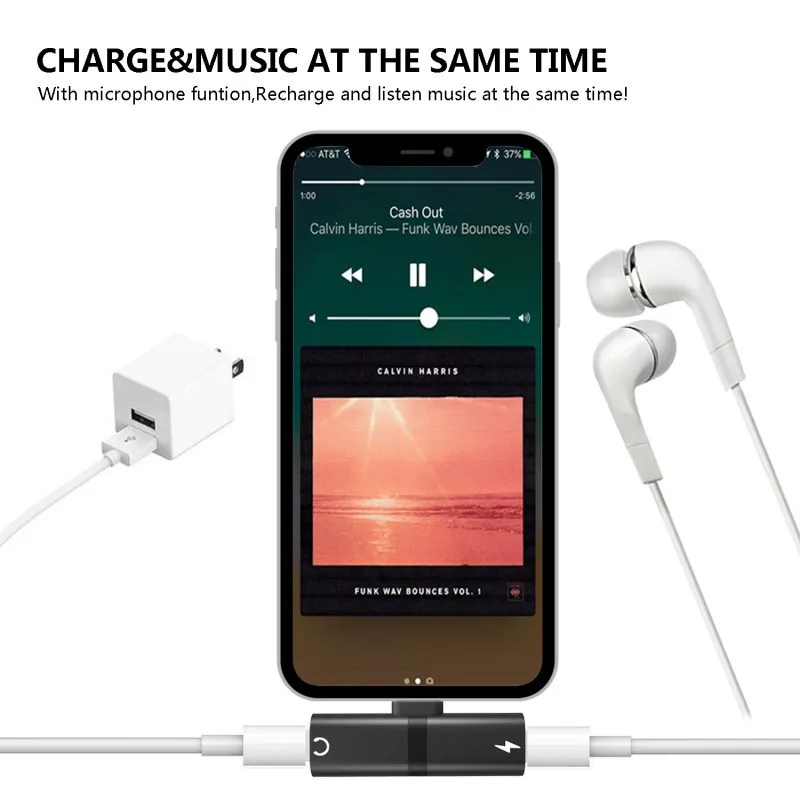 Для Lightning/3,5 мм разъем 2в1 зарядный аудио адаптер для iPhone 7Plus кабель для наушников аудио конвертер для Apple iPhone 8 10 X