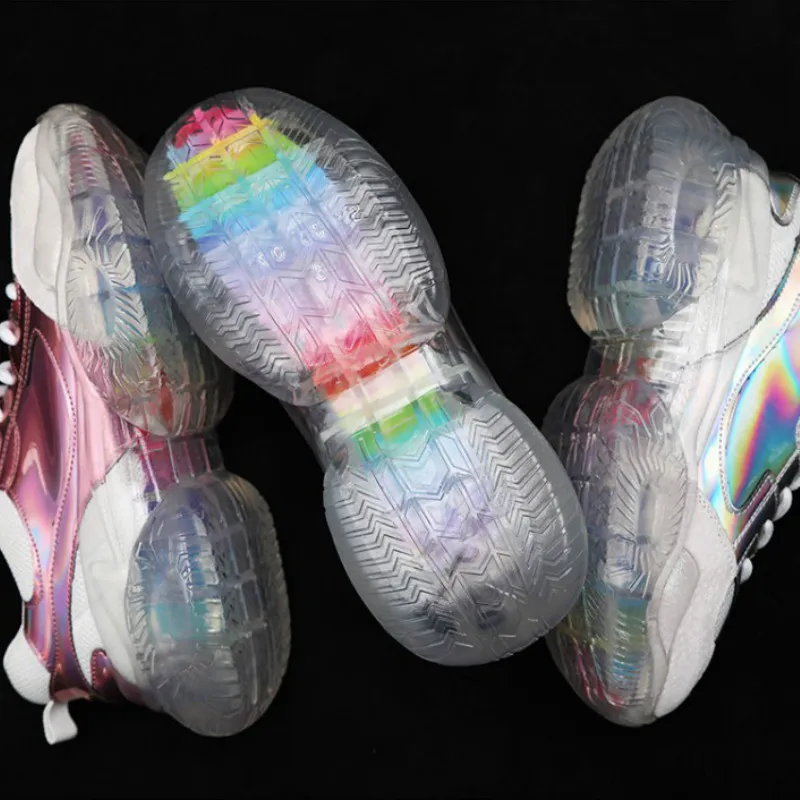 

Brand Trend Women Transparent Sneakers Spring Ladies Platform Jelly Shoe Laser Casual Shoes woman Shining Running Footwear 35-42