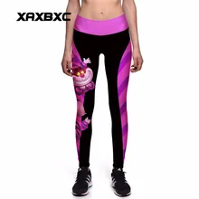 Новинка 0010, сексуальные женские леггинсы Алиса в стране чудес, Чеширский кот, 3D принты, высокая талия, леггинсы для тренировок, фитнеса, штаны