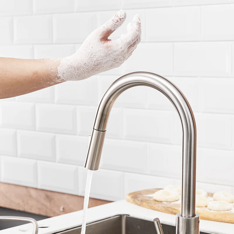 Fapully High Arc Brushed Nickel Touch Control Sensor Kitchen Faucet Pull Out Cock Mixer Pull Down Smart Kitchen Sensor Faucet Fapully High Arc Brushed Nickel Touch Control Sensor Kitchen Faucet Pull Out Cock Mixer Pull Down Smart Kitchen Sensor Faucet