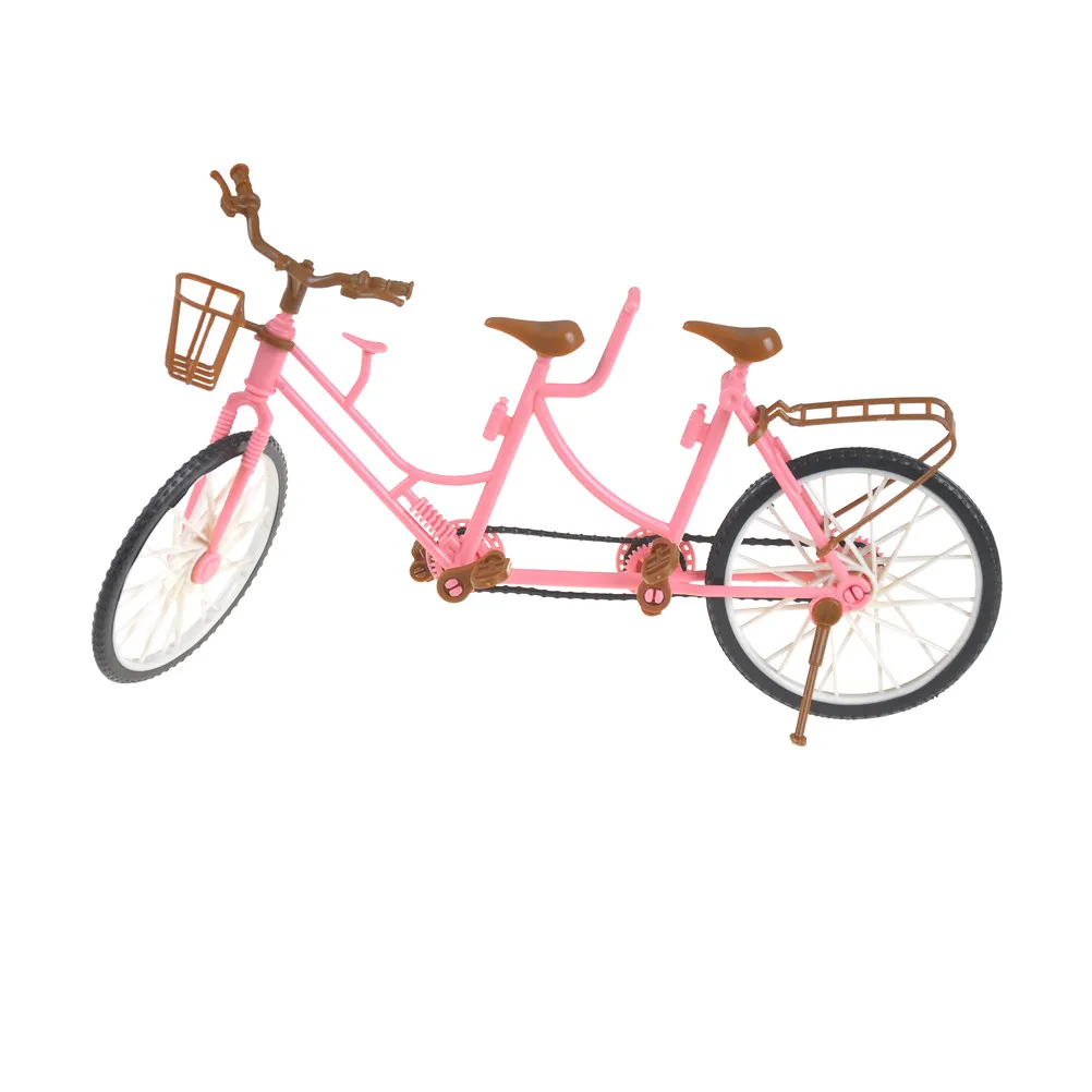 1pc Detachable Pink Three seat Bicycle Bike With Basket For girl Dolls