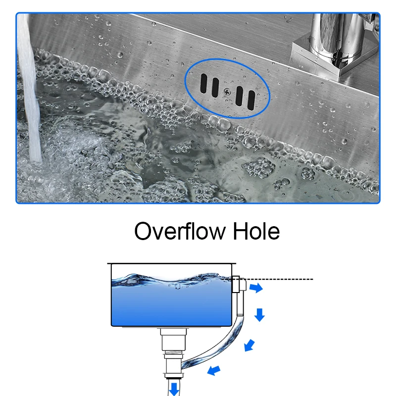 ROVATE кухонная раковина с переливающимся отверстием Нержавеющая сталь Матовый рисунок одна чаша ручной работы матовый Бесшовный