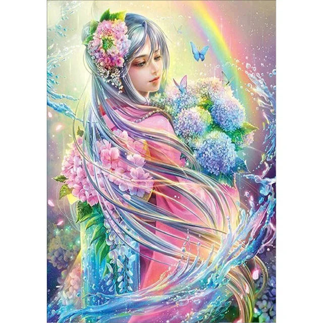 

DIY 5D Diamond Embroidery Crystals Mosaic Picture flower fairy Round Painting Cross Stitch Kits