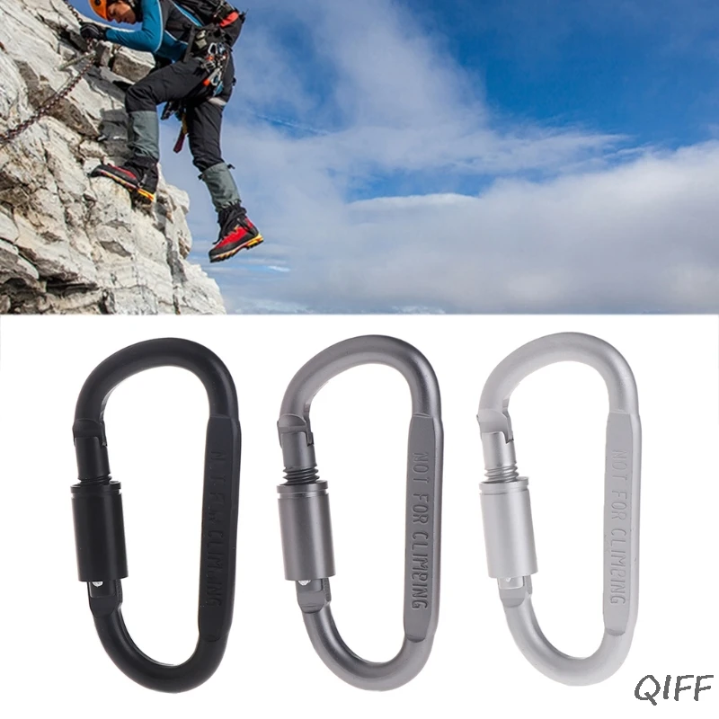 

D Shaped Camping Carabiner Aluminum Alloy Locking Hook Ring Key Climbing Tools