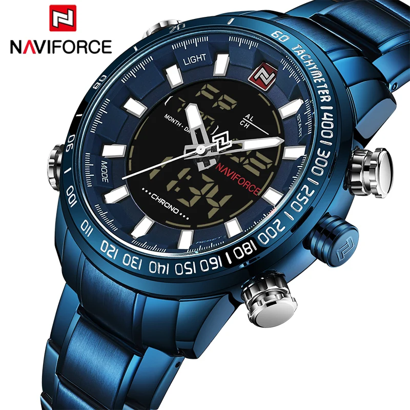 $17.6 Men Watches Luxury Brand Naviforce Army Military Sport Watch Men Full Steel Quartz Digital Ana