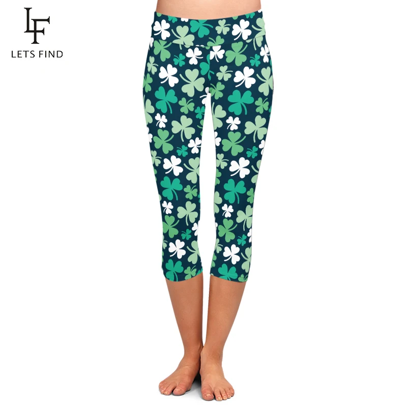 Fashion Simple Design Women's Capri Leggings Seamless 3D Clover Print High Waist Plus Size Mid-Calf 3/4 Stretch Casual Pants Fashion Simple Design Women's Capri Leggings Seamless 3D Clover Print High Waist Plus Size Mid-Calf 3/4 Stretch Casual Pants