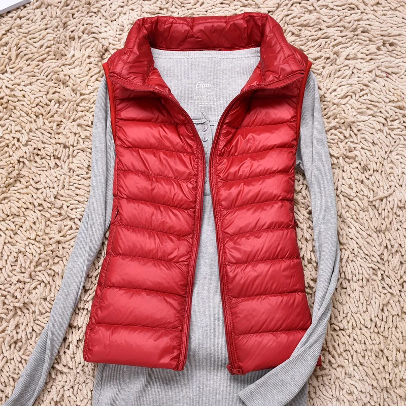 New Women Vests Winter Ultra Light White Duck Down Vest Female Slim Sleeveless Jacket Women's Windproof Warm Waistcoat D186