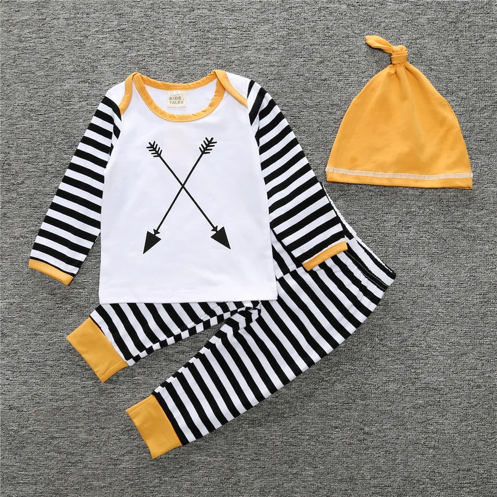 2019 new fashion fall newborn baby girl clothes cute coat + hat + striped trousers 3pcs clothes children baby boy clothing sets
