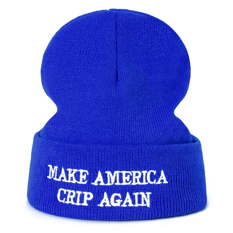 SANDMAN, высокое качество, с надписью MAKE AMERICA CRIP снова, повседневные шапочки для мужчин и женщин, модная вязанная зимняя шапка, хип-хоп, шапка Skullies - Цвет: Синий