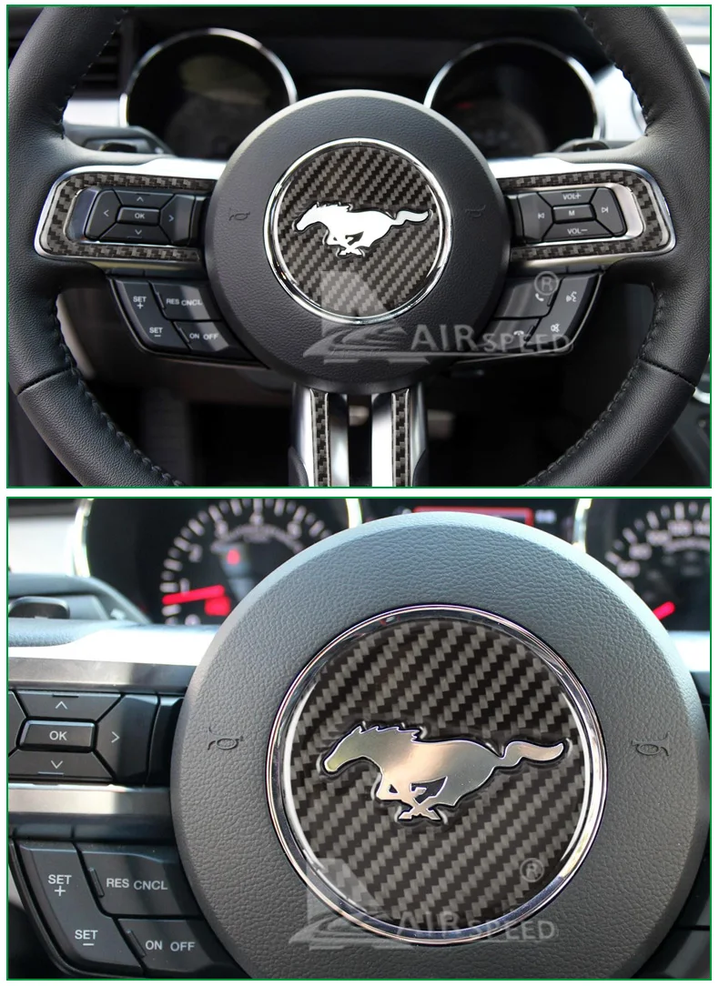 carbon fiber steering wheel cover for ford mustang (5)