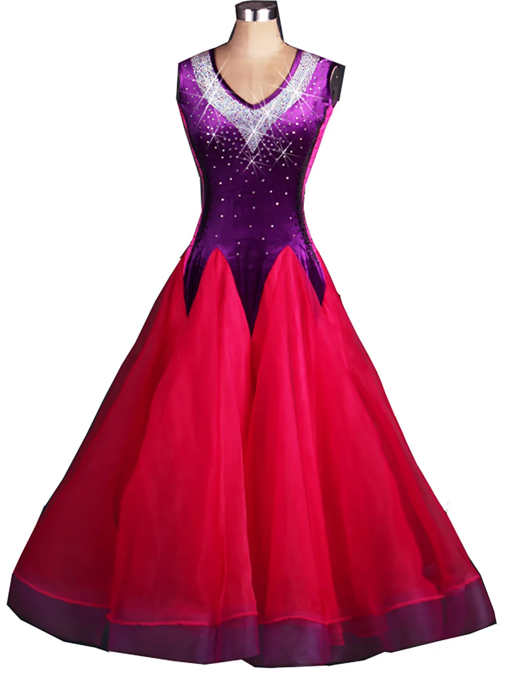 plus size Red rhinestone Tassel Ballroom dancing dresses Viennese