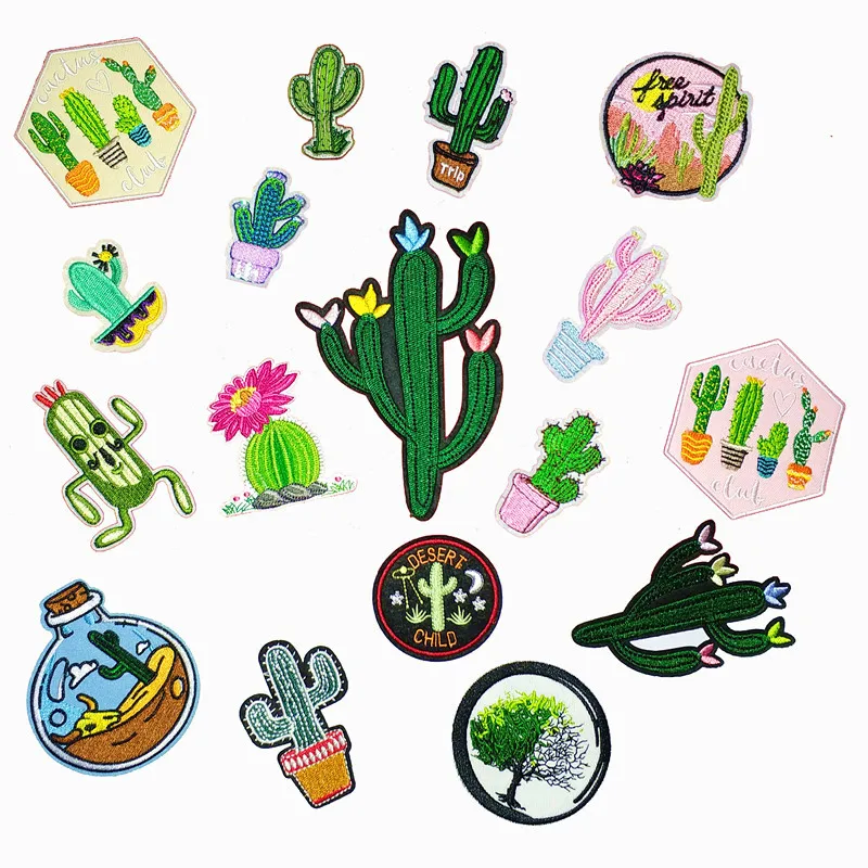 1pcs Mix Cactus Patch for Clothing Iron on Embroidered Sew Applique Cute Patch Fabric Badge Garment DIY Apparel Accessories 121