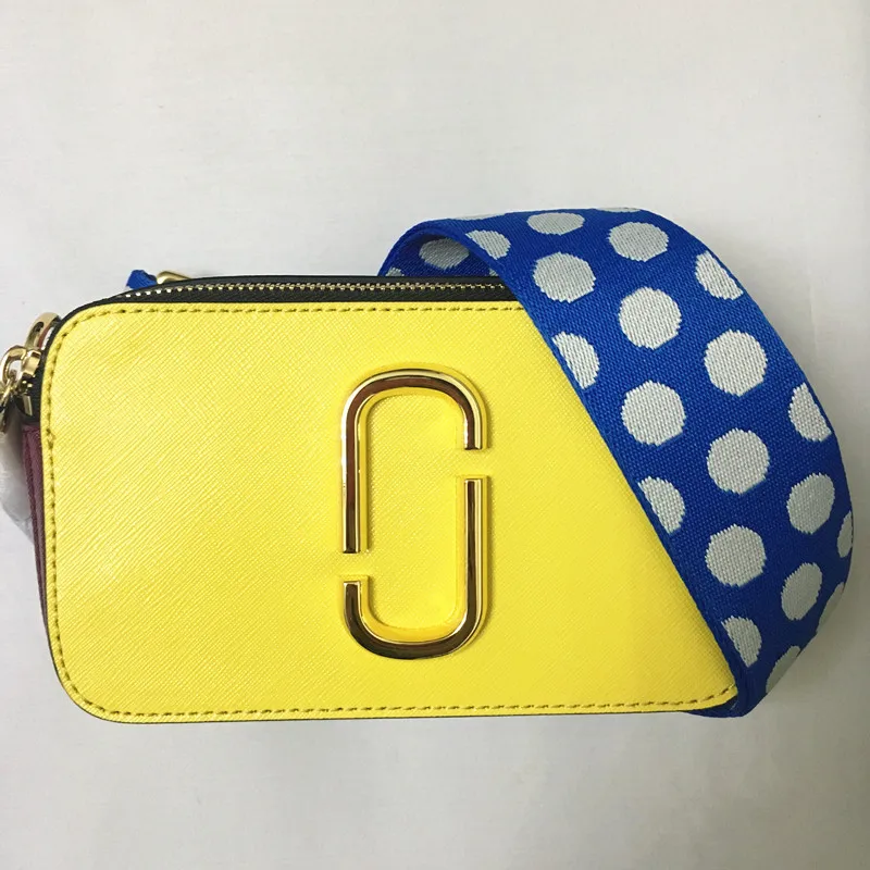 

2019 new camera bag wide shoulder strap color dot small square bag leather ladies handbag double zipper shoulder bag girls walle