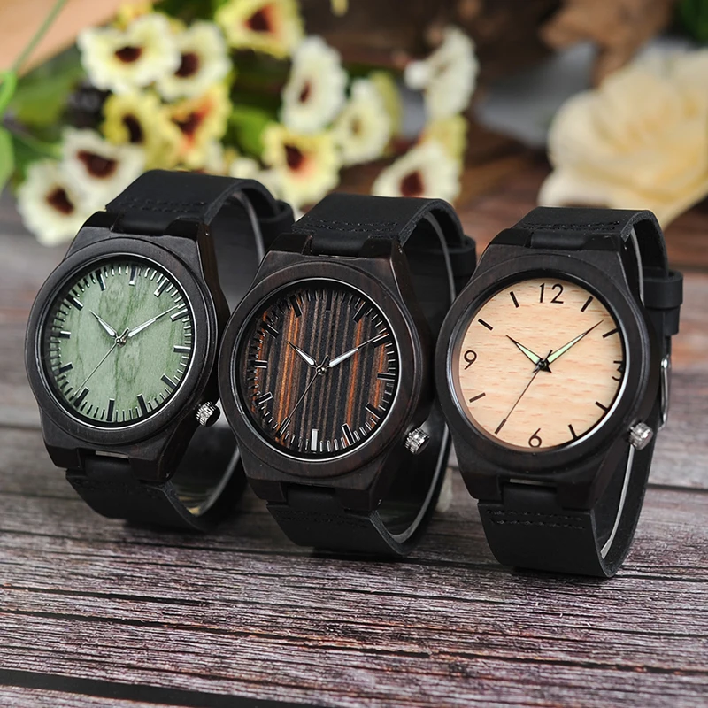BOBO BIRD Wooden Men Watch Bamboo Quartz reloj hombre Wristwatches Male with Luminous in Gift Box
