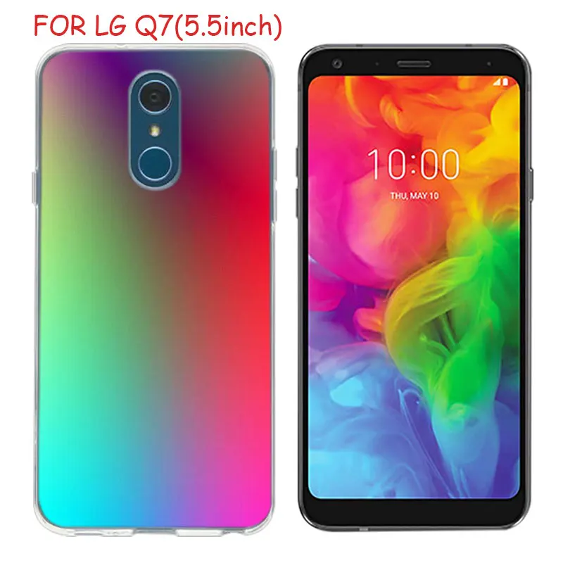 Прозрачный силиконовый чехол для телефона градиент Цвет для LG Q7 Q6 V40 V30 V20 G7 G6 G5