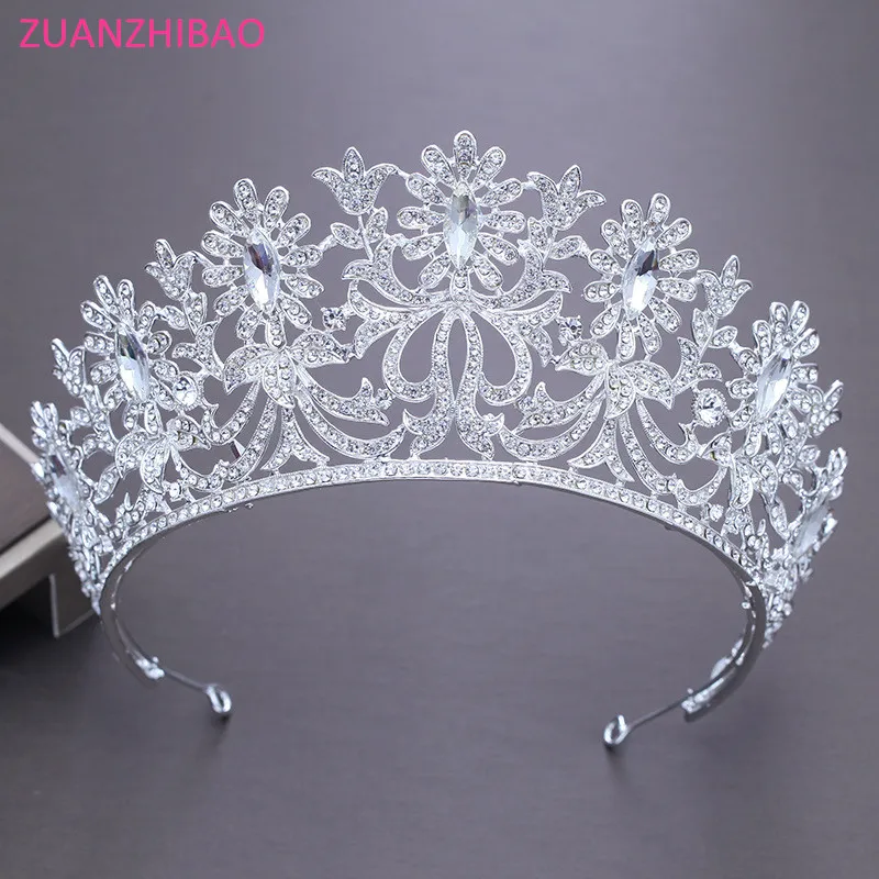 

ZUANZHIBAO New 2019 Luxury Big Baroque Tiara Bridal Crown Charm Women Wedding Hair Accessories Royal Crystal Tiaras And Crowns