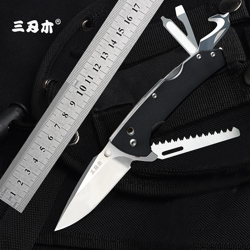 Baratos Sanrenmu 7106 multifuncional 12C27 cuchillos plegables de acero herramientas prácticas destornillador de uso múltiple + abridor + cortador de cuerda