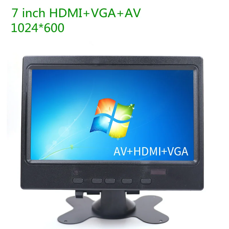 7 дюймов HD TFT ЖК-дисплей монитор HDMI интерфейс+ VGA+ AV 1024*600 1024x600 для Raspberry pi banana pi без сенсорного экрана