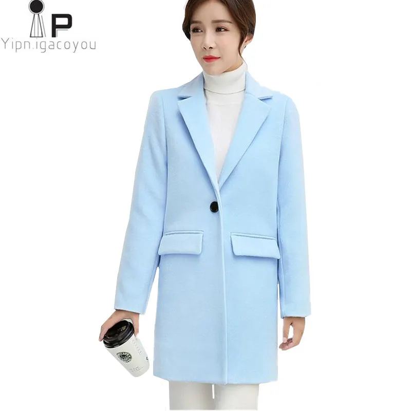 

Long Woolen Coat Women Jacket Autumn Korean Pink Warm Faux Wool Jacket Outwear Women fashion Elegant Overcoat Female Winter Coat