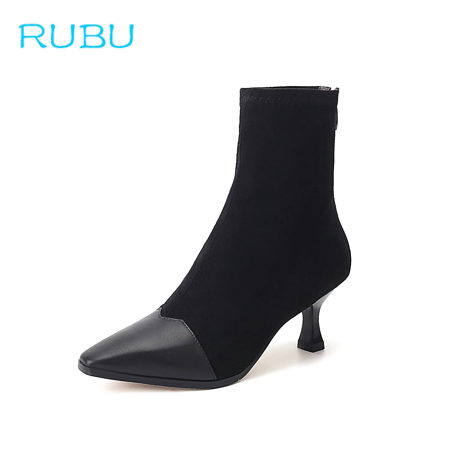 

Brand Design Contracted Solid Black Women Pointed Toe Stiletto High Heels Shoes Booties Woman Boots Ladies Shoes