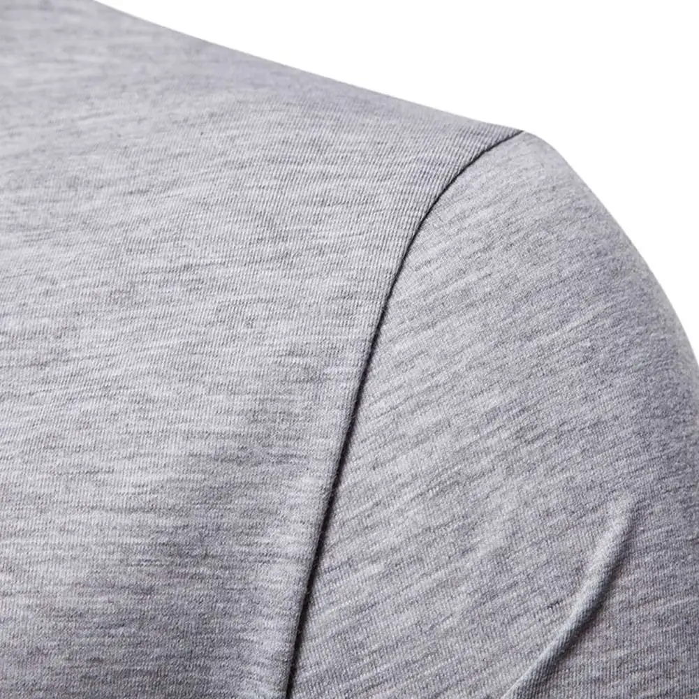 

Men Spring Long Sleeves T-shirts Turn-down Collar Slim Fit Patchwork Pullover Tops TS95
