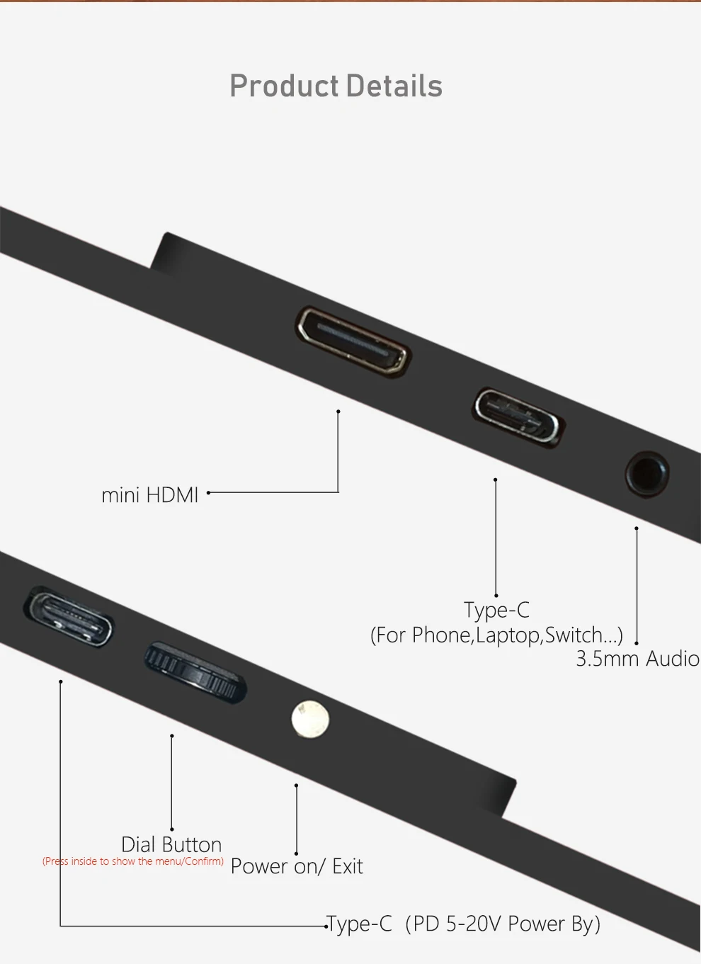 13," 15,6 inch 1080 P Тип-C HDMI ЖК-дисплей Функция касания экрана монитора для Тип-C телефон, ноутбук, переключатель, PS3 игровой Touch Панель ТВ монитор