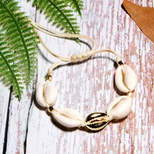 Luna chica Natural Cowry oro blanco Puka Shell pulsera 2019 moda Boho playa Chic regalo hecho a mano verano pulseras mujer Dropship(China)