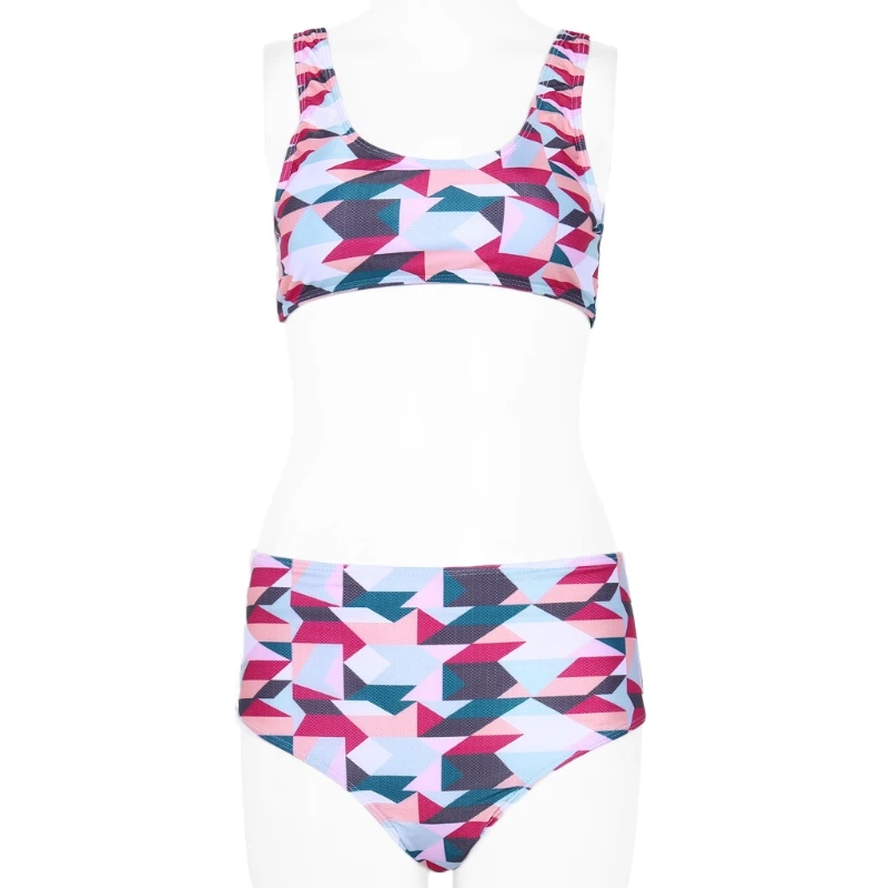 

Women High Waist Geometry Print Vintage Bikini Set Swimsuit Bath Suit Swimwear W315