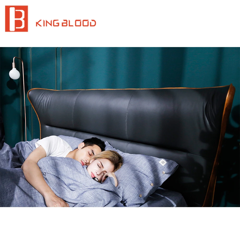 Итальянская кровать с каркасом королевского размера, дизайн кожаной кровати