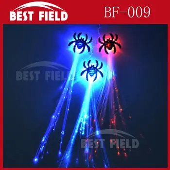 

12pcs/lot multicolor LED spider Flashing optical fiber Braid Novelty Decoration for halloween Hair Extension