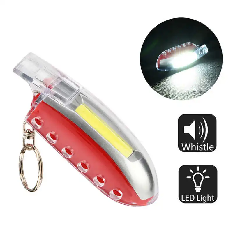 HOT! Mini COB Whistle Light Keychain Field Help LED Whistle Flashlight powerful led flashlight fanatic,use AAA battery #3S20 (6)