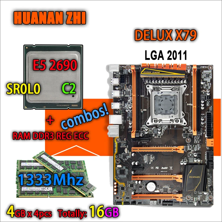 هوانان تشى ديلوكس النسخة X79 الألعاب اللوحة LGA 2011 ATX المجموعات E5 2690 C2 SR0L0 4x4G 1333 MHz 16 gb DDR3 RECC الذاكرة