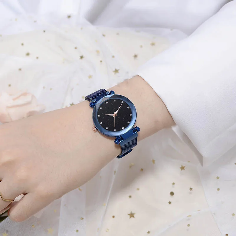 

New Starry Sky Masonry Watch Mesh Magnet Strap Buckle Stainless Luxury Watch MV66