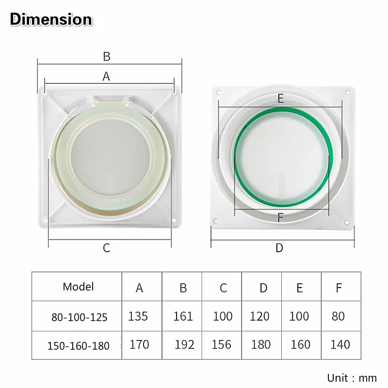 Настенный вентиляционный клапан 80 мм 150 мм для кухонной системы вентиляции туалета, выхлопная труба, клапан против запаха