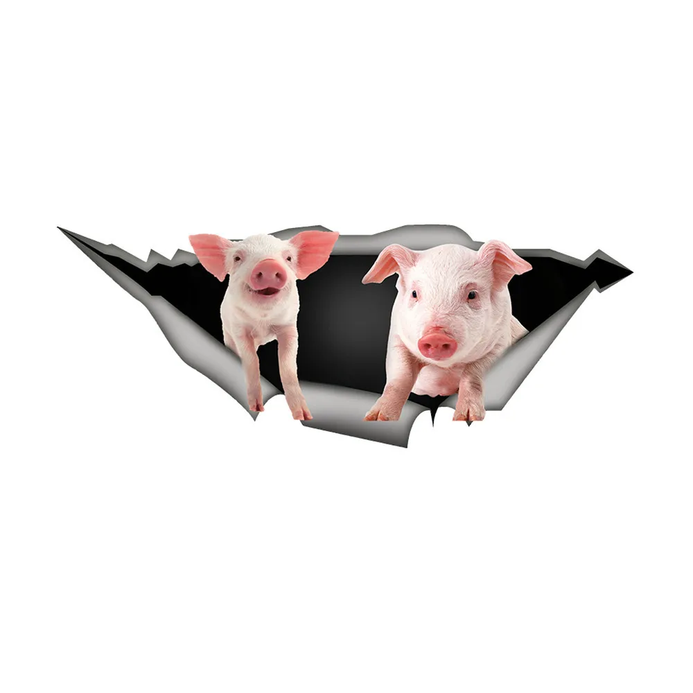 Настенные наклейки с отверстиями в виде собак и свиней 3D украшения для туалета