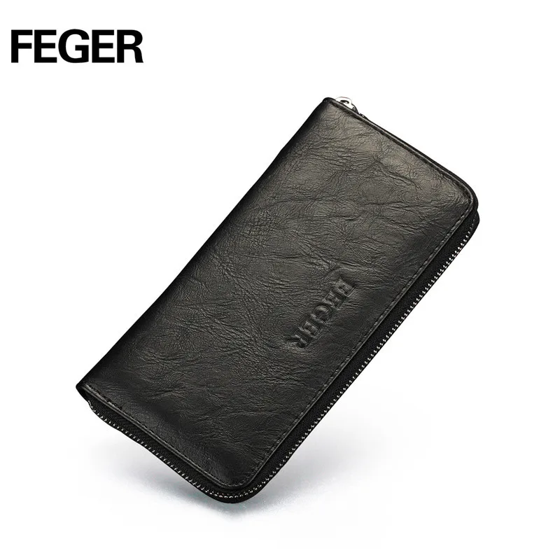 

Free shipping FEGER new design PU mens clutch wallet multicolor solid zipper around organizer wallet