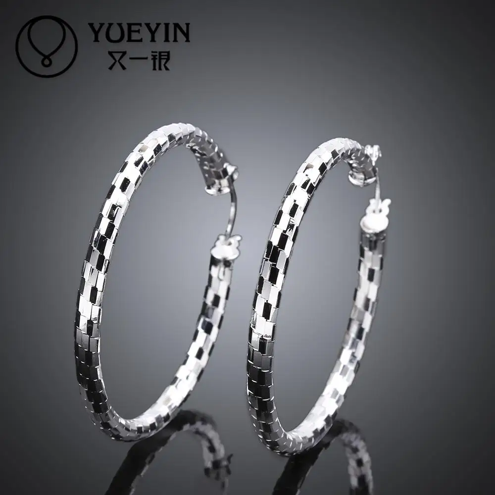 

New fashion silver jewelry Women's hoop earrings round shape brincos Trendy wedding jewelry Wholesale Factory price Hot E594
